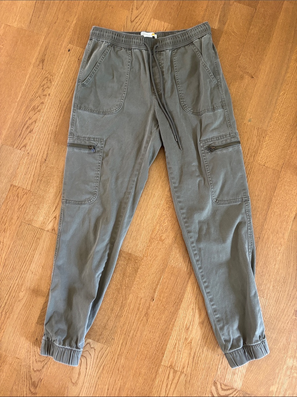 C&C California Olive Green Cargo Joggers with Zippered Thigh Pockets